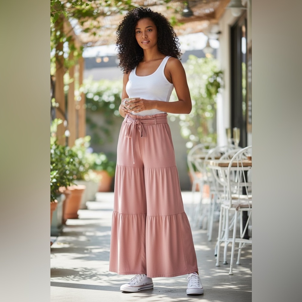 Blush Pink Wide Leg Pants Size M